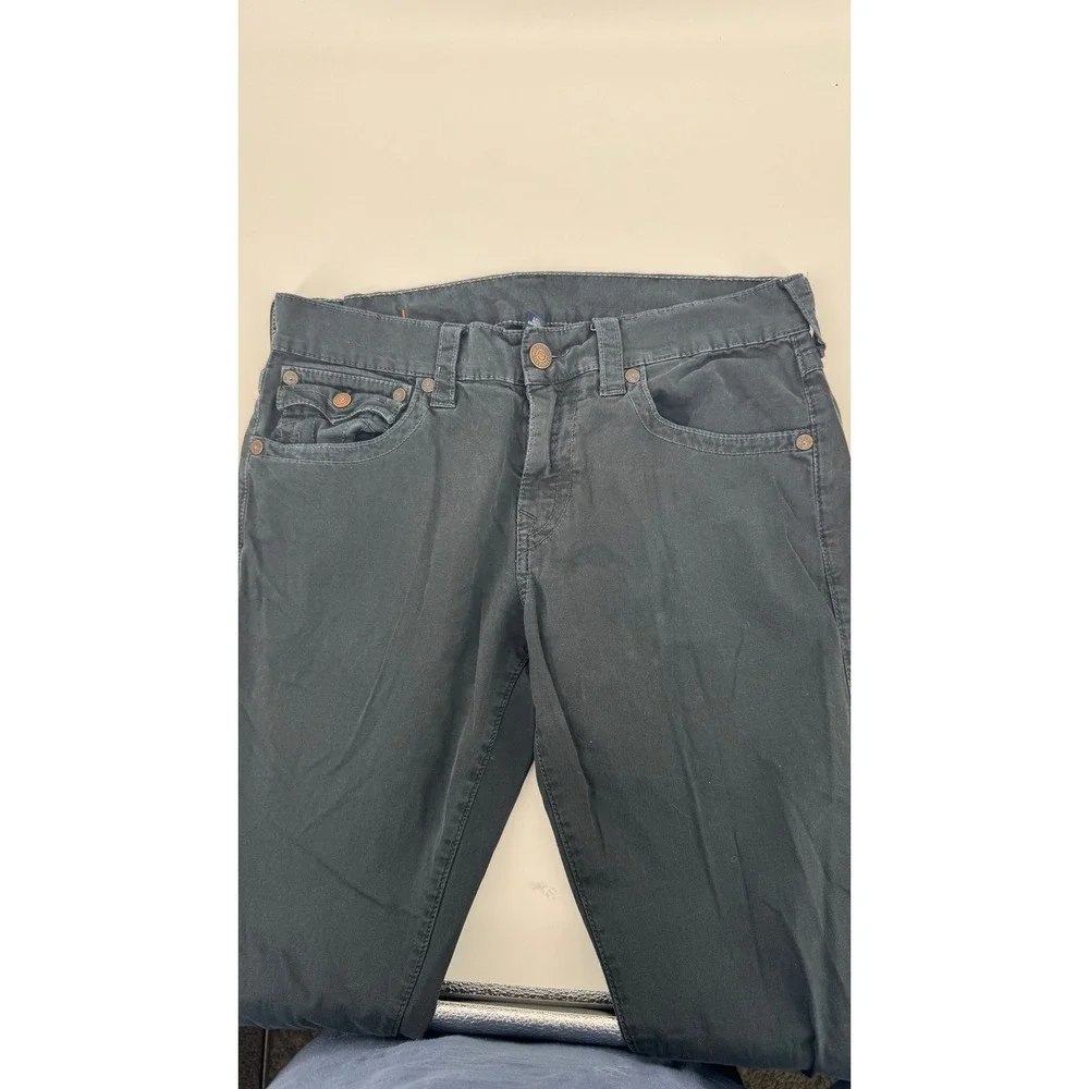 True Religion Pants Mens 32 Blue Straight Leg Flap Pocket Horseshoe Streetwear